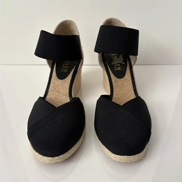 Ralph Lauren Black and Tan Espadrille Wedges - Picture 3 of 10